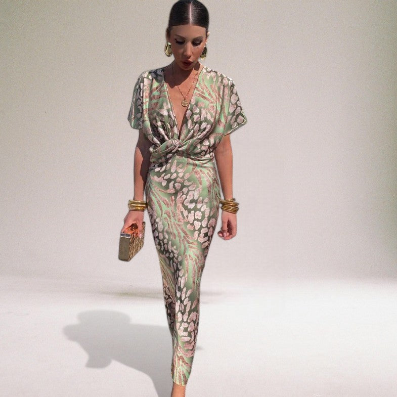 Beautiful Long V-Neck Dress for Women - VogeLuxe