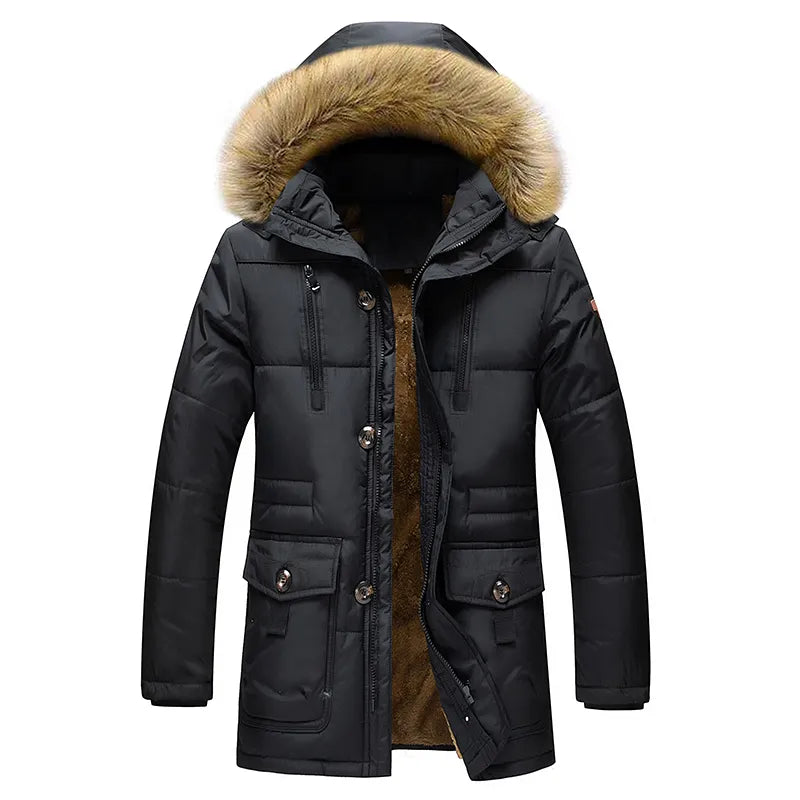 Uomo Parka Invernale Caldo con Cappuccio e Tasche