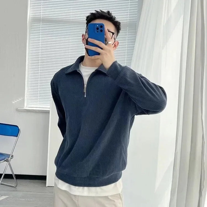 Relaxed Fit Men's Quarter Zip Sweater