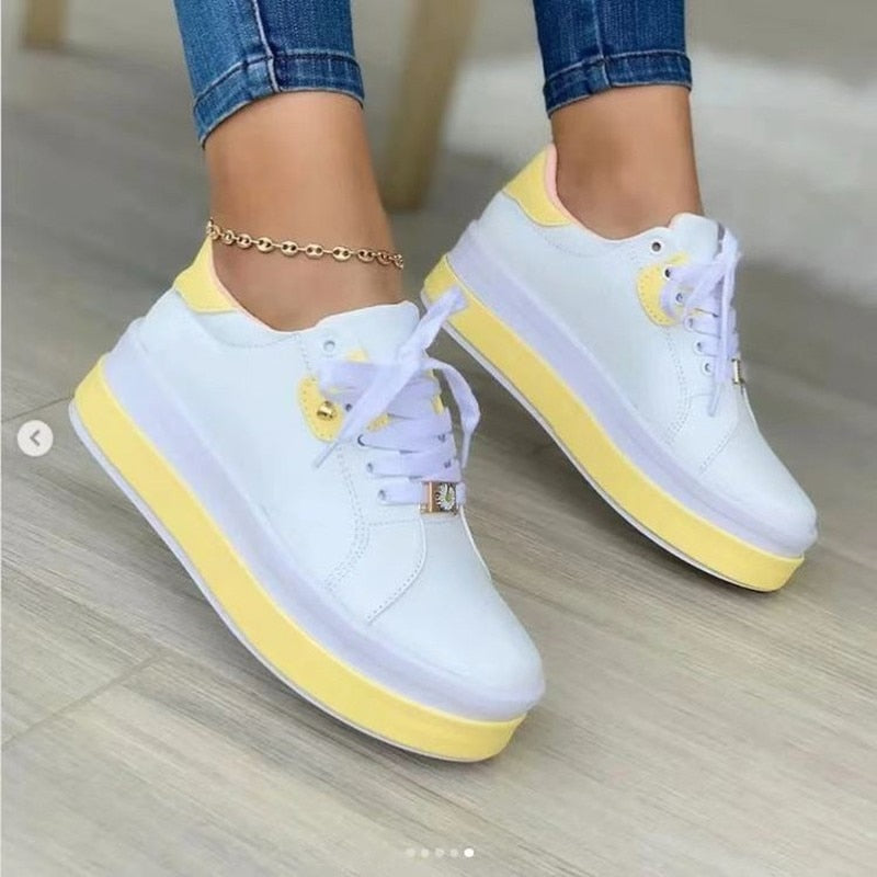 Soft Womens Casual Sneakers with Bright Stripe Detail