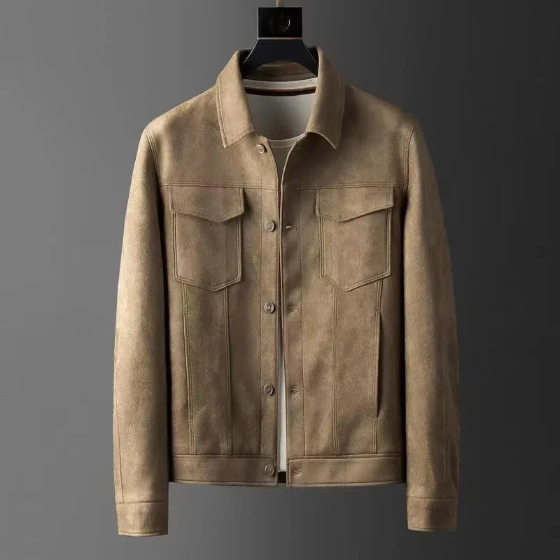 Men's Classic Fitted Leather Biker Jacket