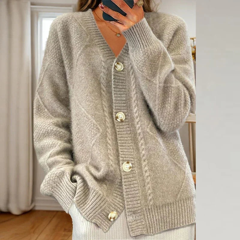 Cozy Women's Cable Knit Button Cardigan Sweater