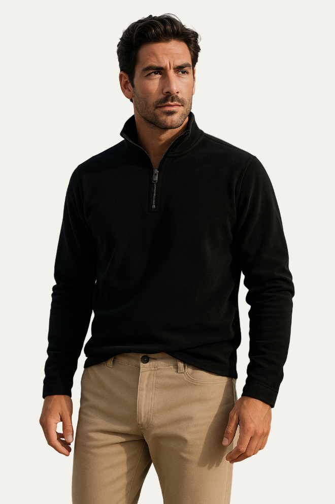 VogeLuxe | Men’s Textured Quarter Zip Stand Collar Pullover