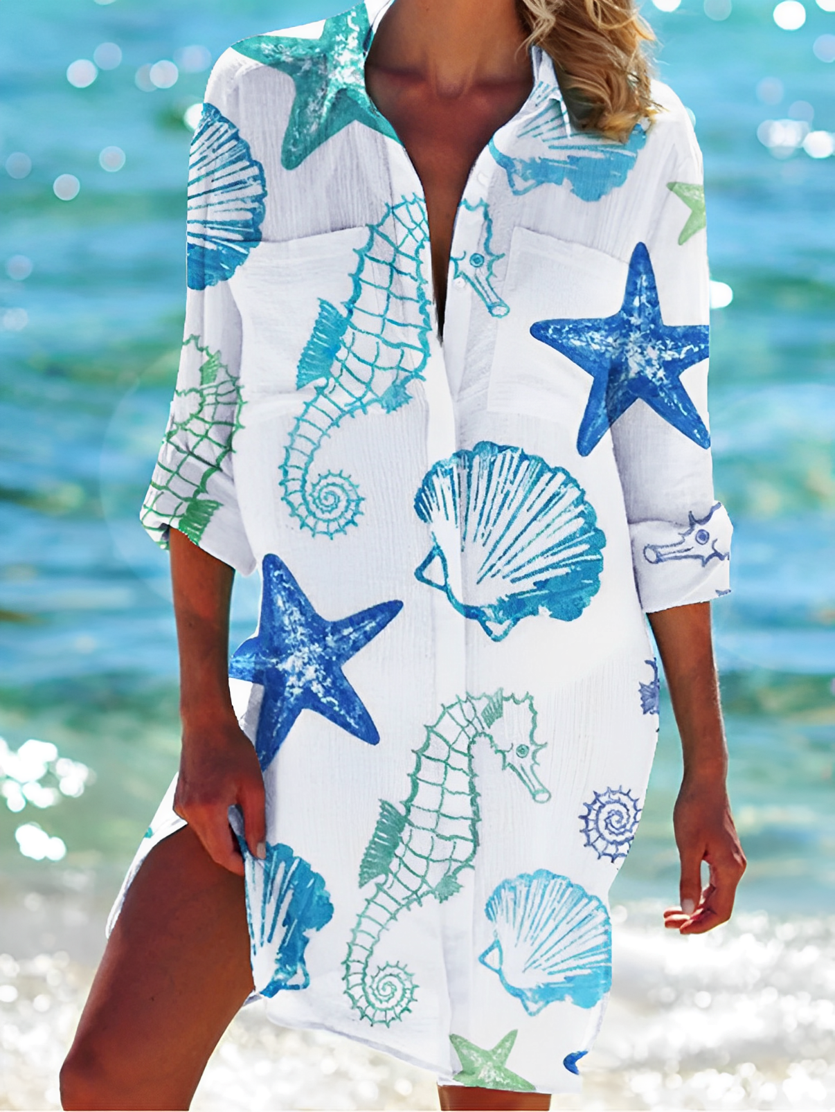Stylish Women's Classic Button-Down Shirt with Floral Prints
