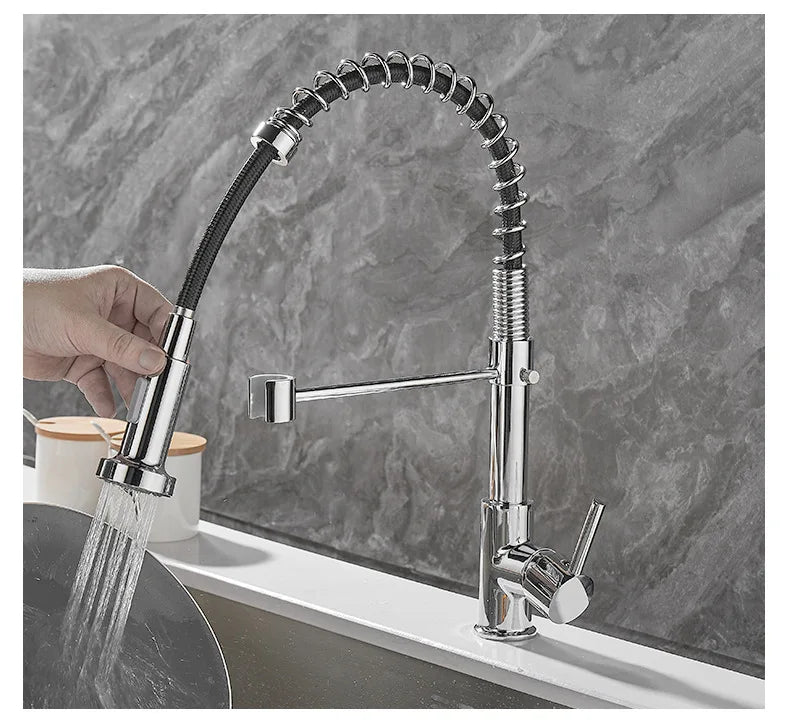 Luxury 2 Handle Kitchen Faucet In Black Gold Finish