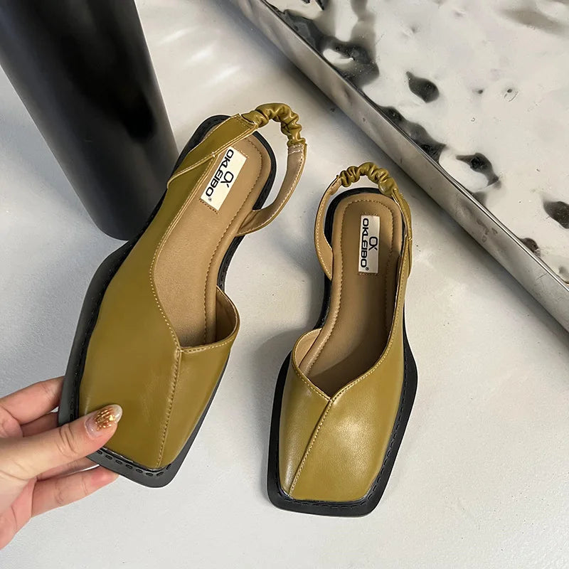 Women's Comfortable Square Toe Slingback Sandals