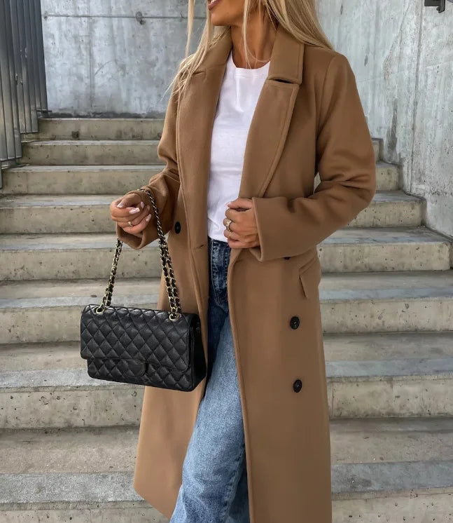 Ladies Classic Warm Double Breasted Winter Coat