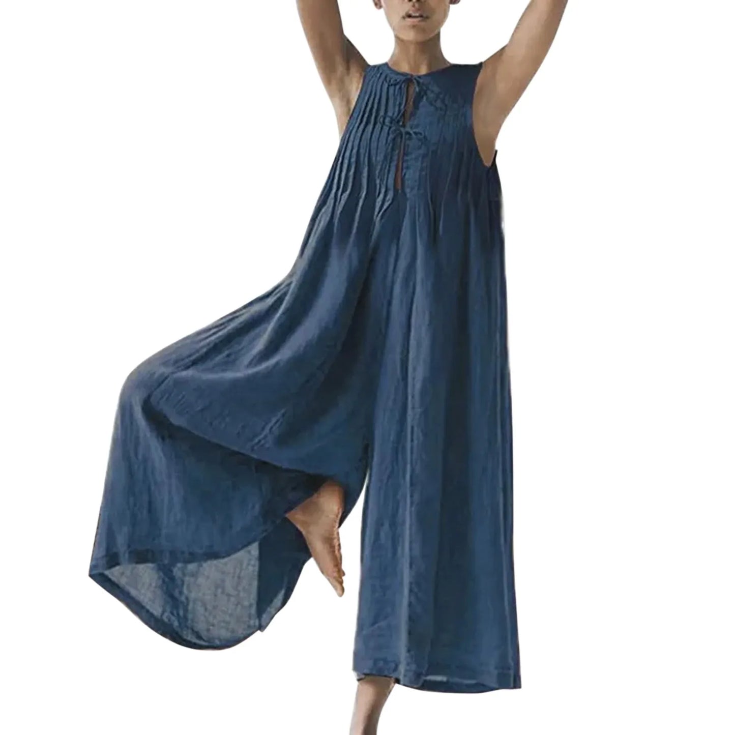 Loose Flowy V Neck Summer Jumpsuit Romper