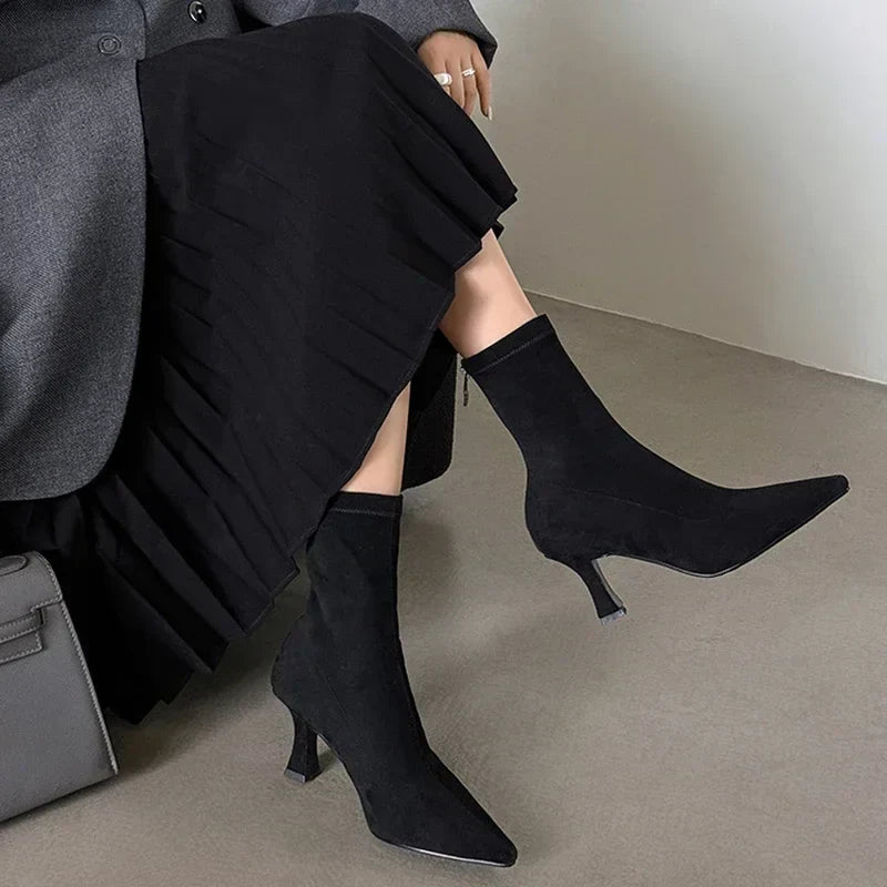Elegant High Heel Ankle Boots