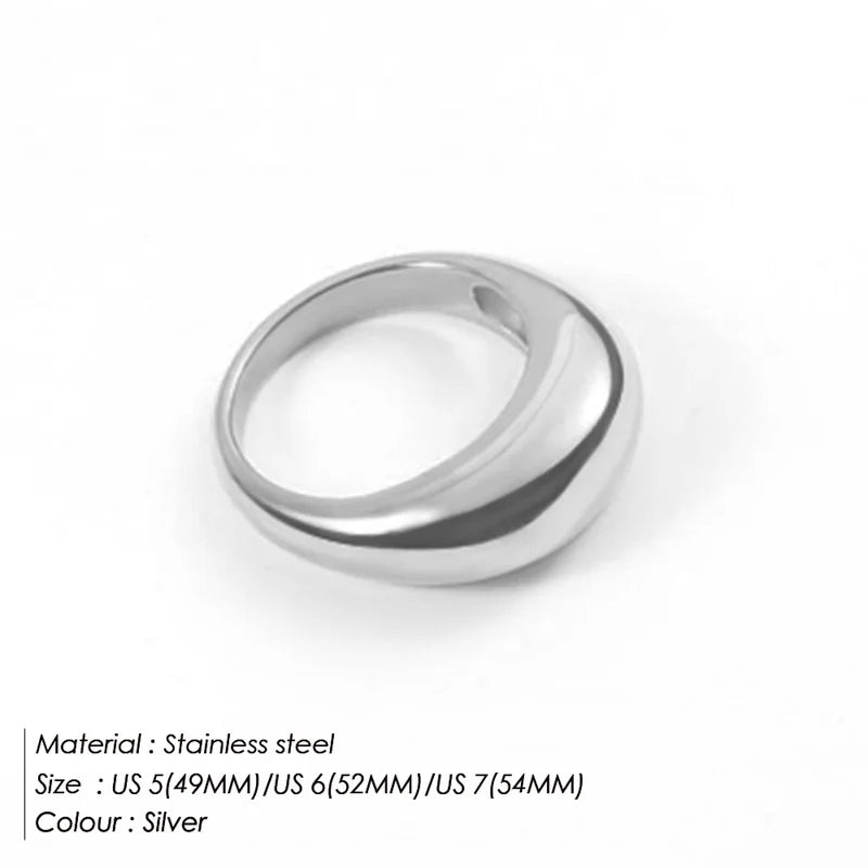 Simple Curve Silver Tone Band Ring for Women