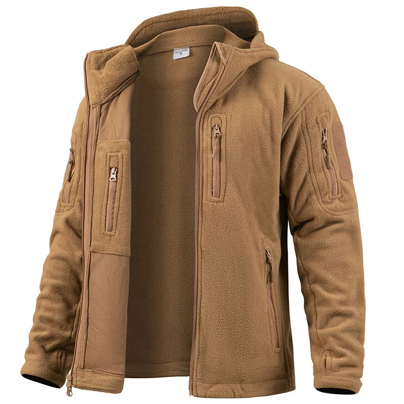 Insulated Hooded Fleece Jacket – Waterproof Multi Pocket Parka Coat