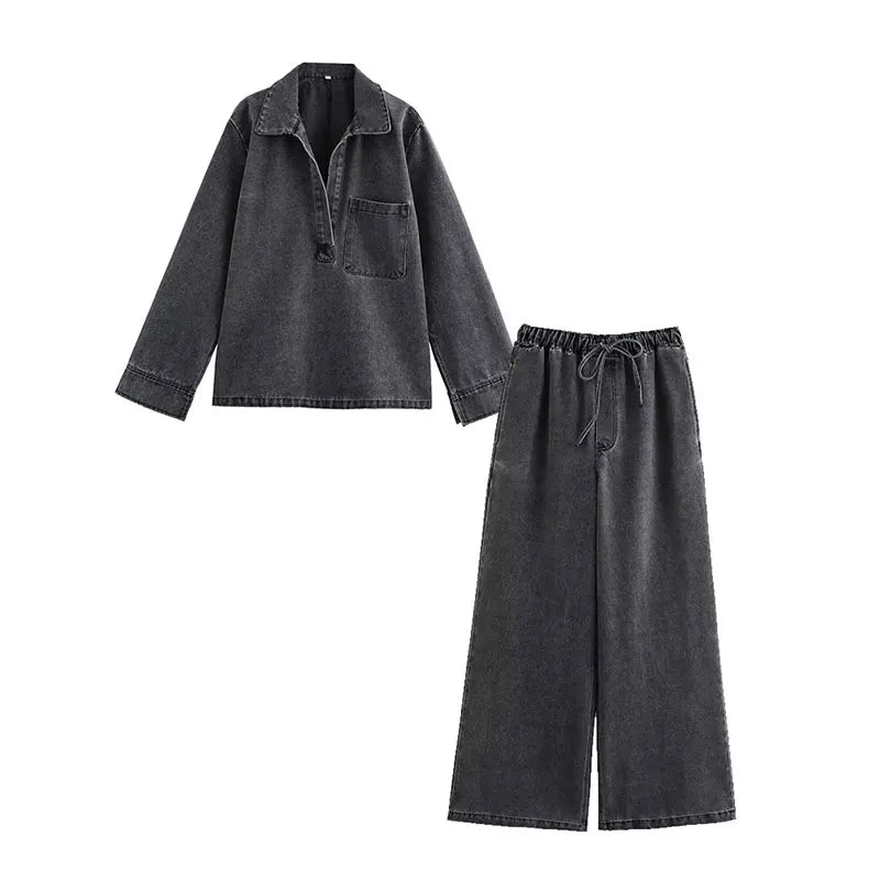 Ladies Comfortable Jeans Two Piece Outfit