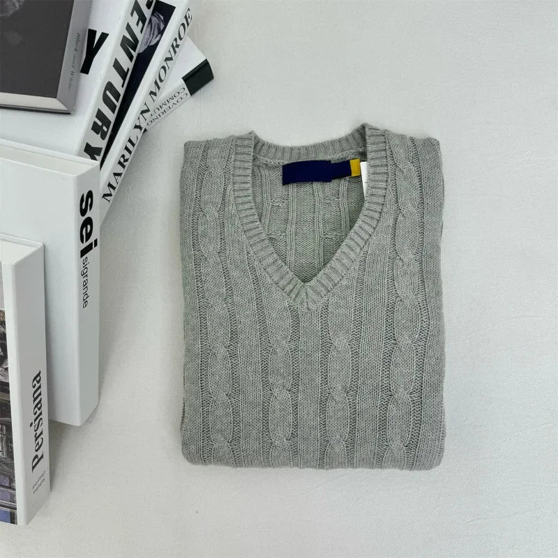 Relaxed Fit Casual V-Neck Jumper Sweater