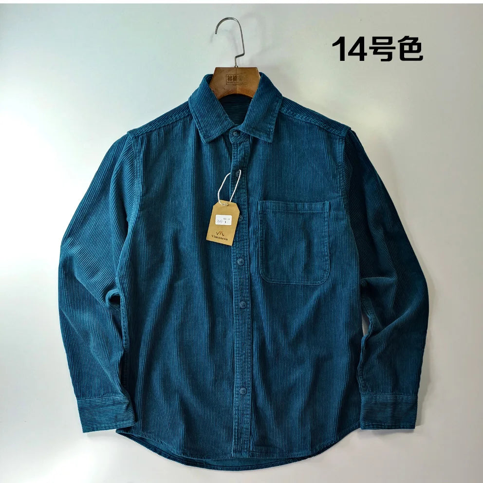 Classic Casual Corduroy Button Down Shirt for Men