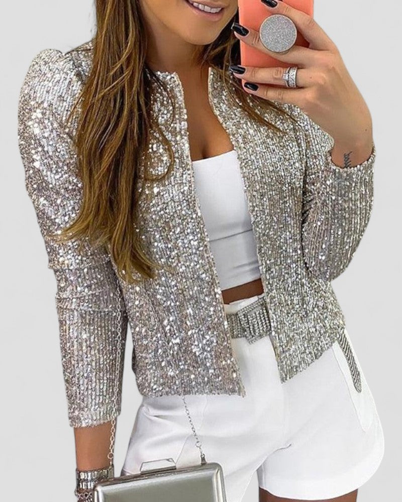 VogeLuxe | Women’s Gold Sequin Party Blazer