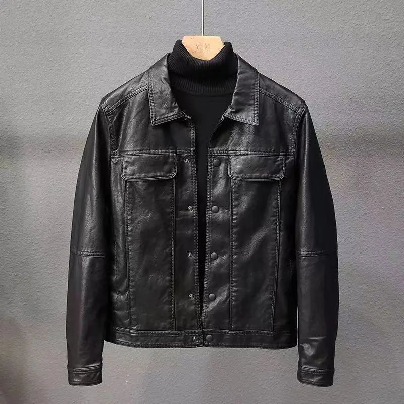 Slim Fit Men's PU Leather Biker Jacket