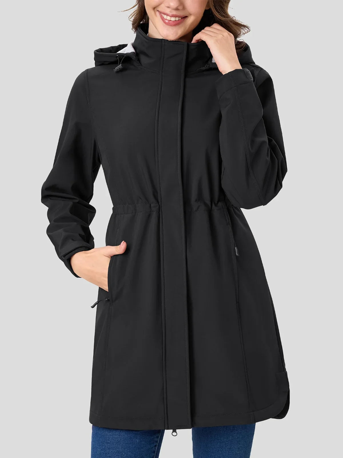 Waterproof Breathable Ladies Long Parka Jacket
