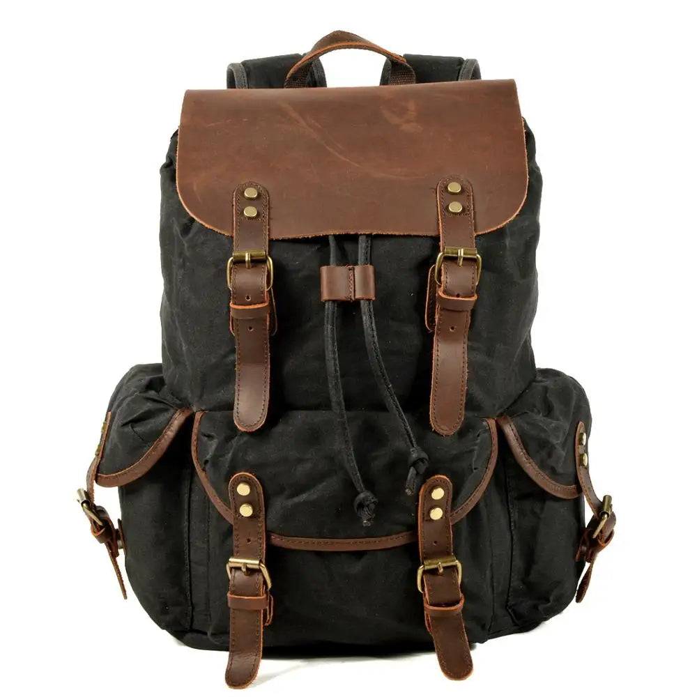 Durable Canvas Leather School Backpack
