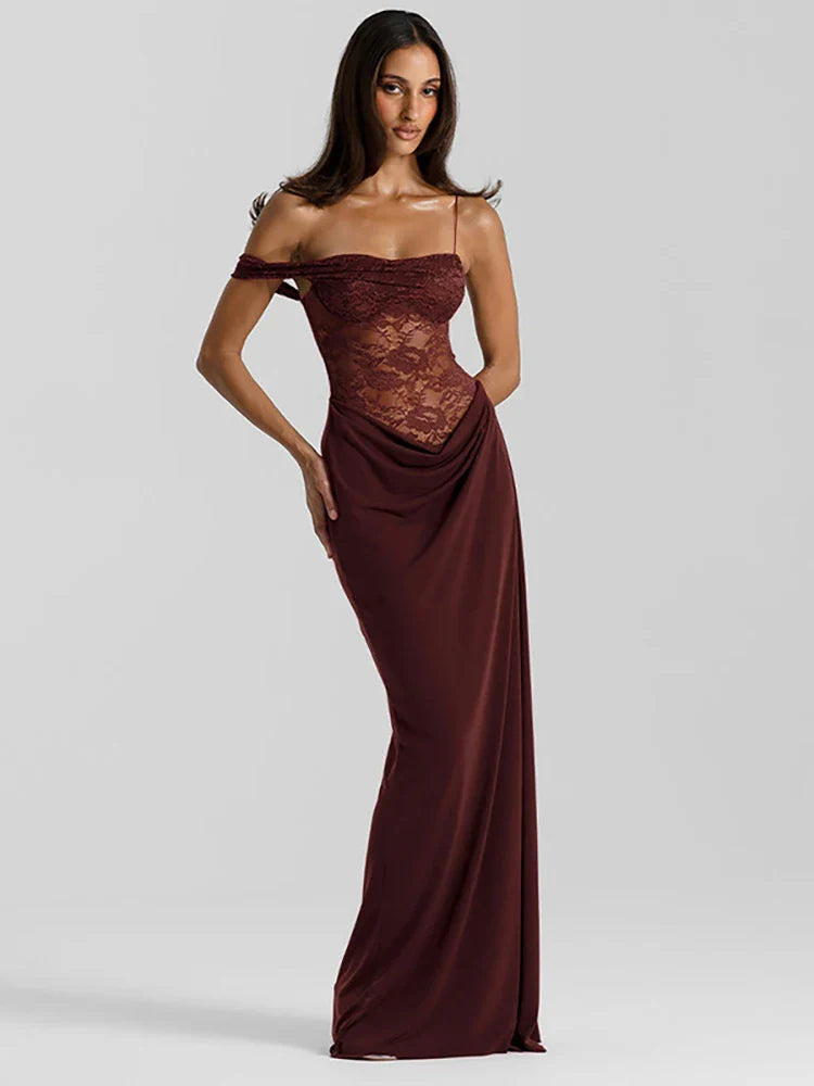 Chic Off The Shoulder Lace Evening Dress