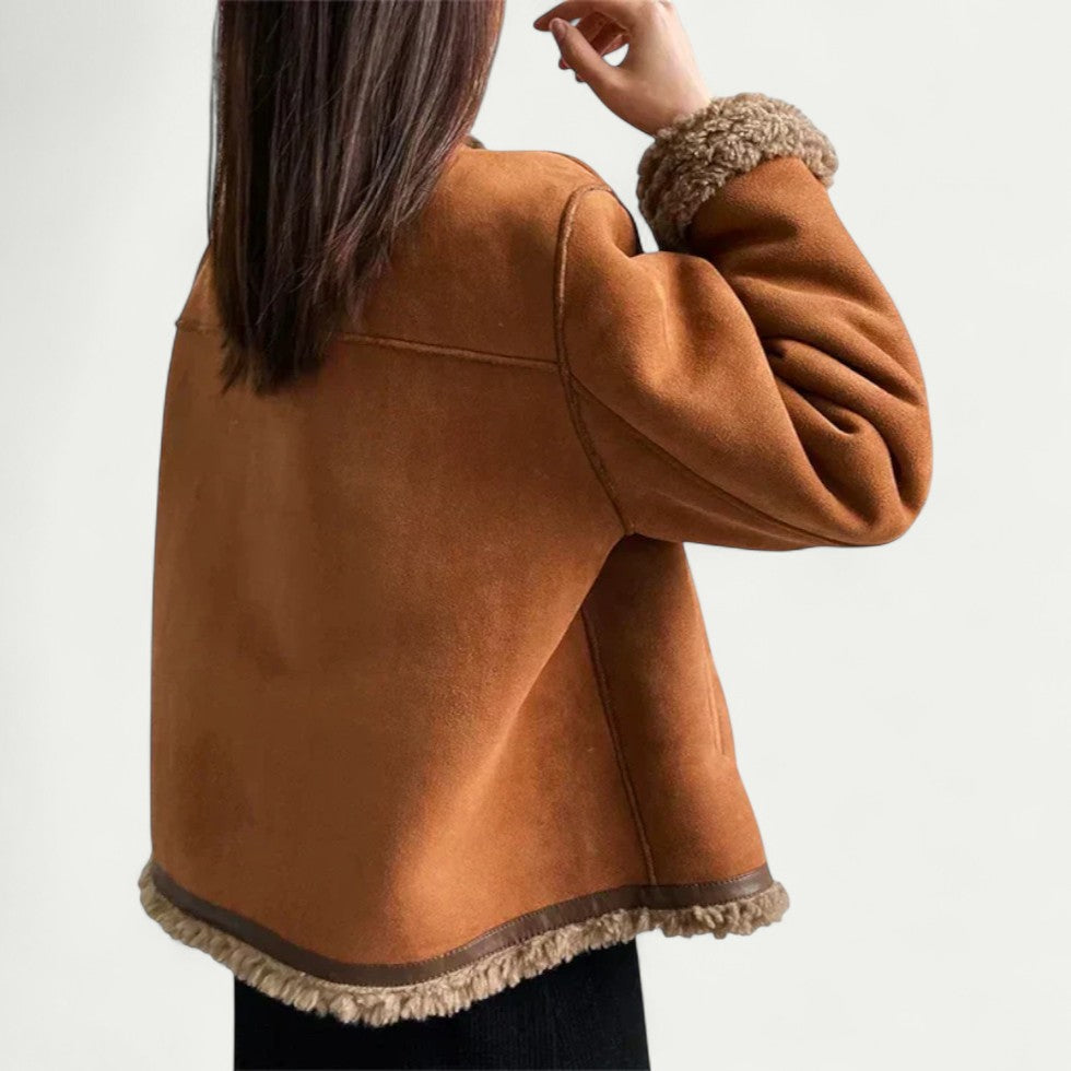 Shearling Lined Suede Jacket for Women 1