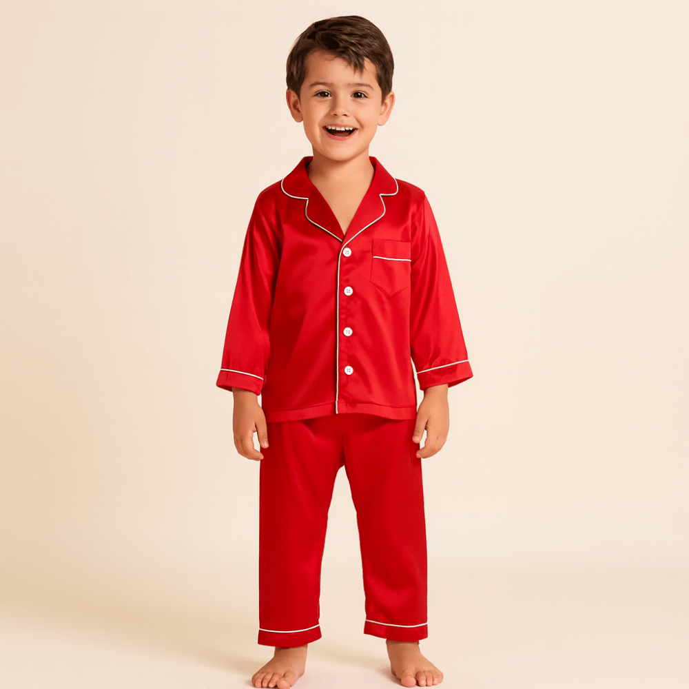Soft Kids Sleepwear Silk Pajama Set Nightwear