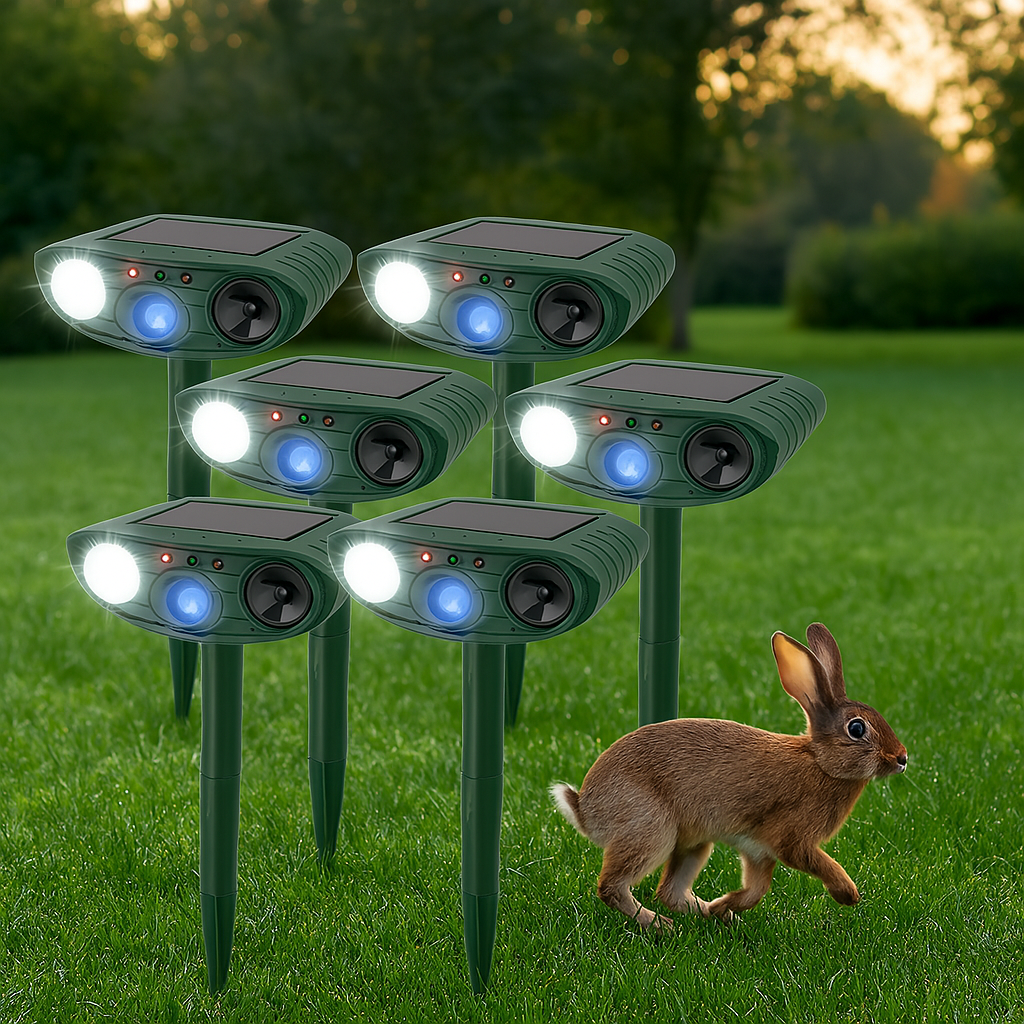 Solar Powered Rabbit Repellent With Flashing LED Light