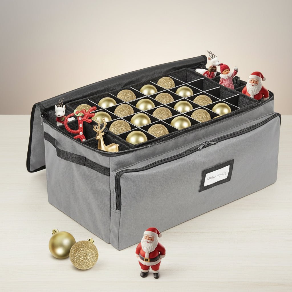 Holiday Ornament Storage Container with Stackable Trays