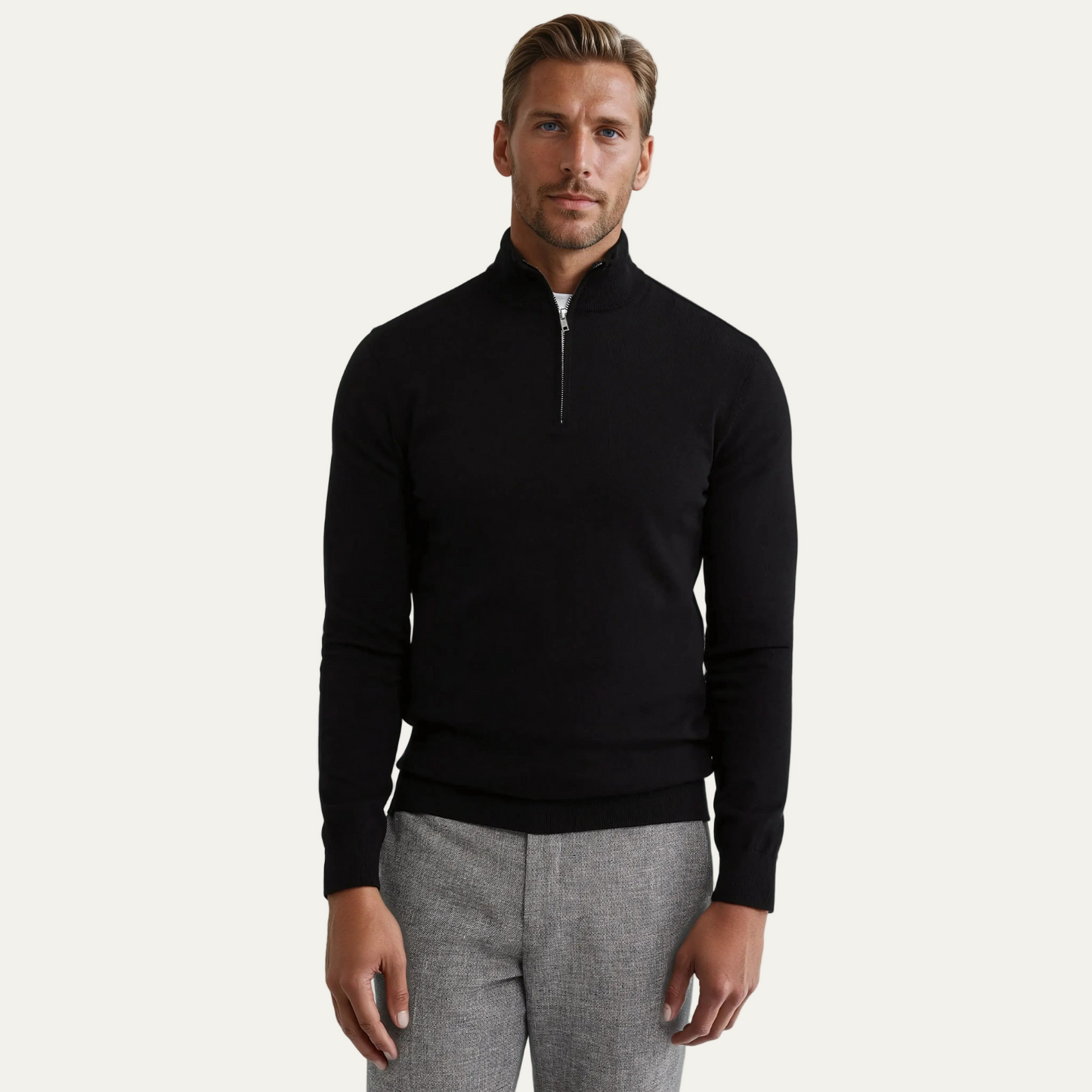 VogeLuxe | Men’s Classic Knit Sweater with Funnel Neck