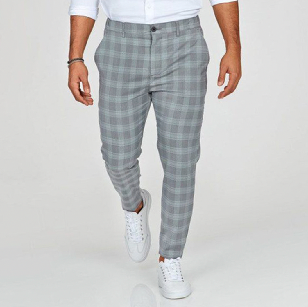 Stretchy Checkered Chino Pants For Men