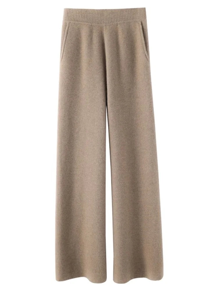 Soft High Waisted Cashmere Women's Pants