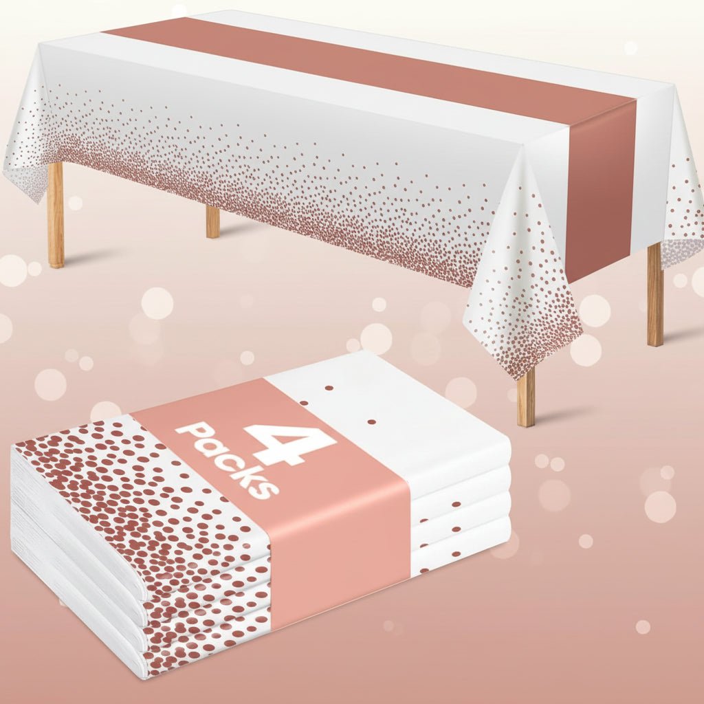 Affordable Rectangular White Gold Plastic Party Table Cover