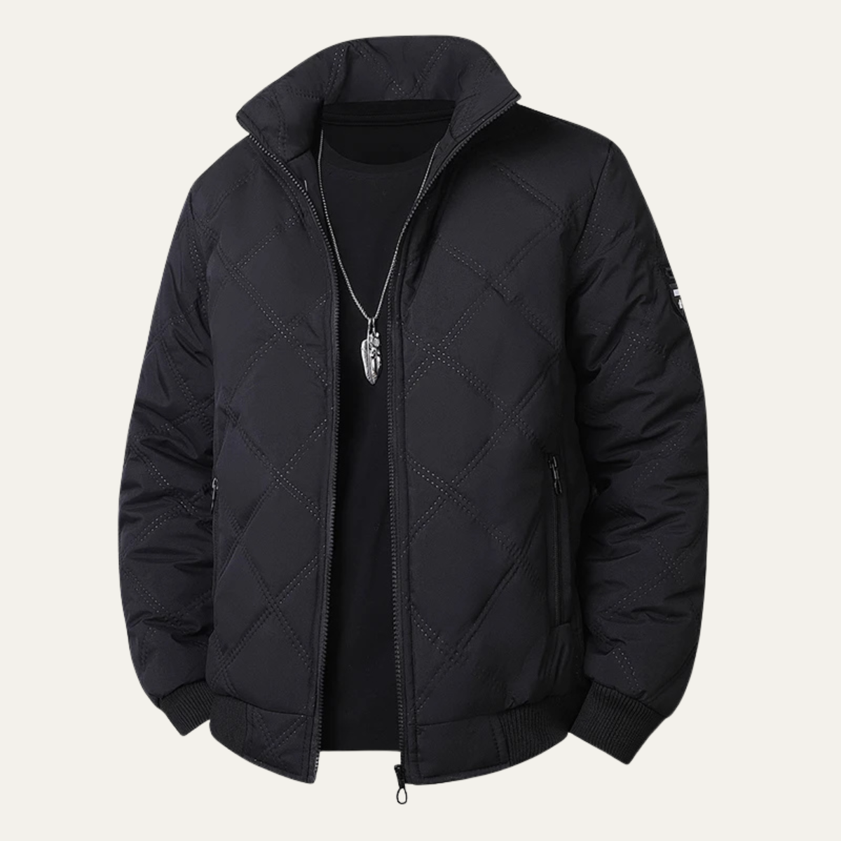 VogeLuxe | Men’s Diamond Quilted Bomber Jacket