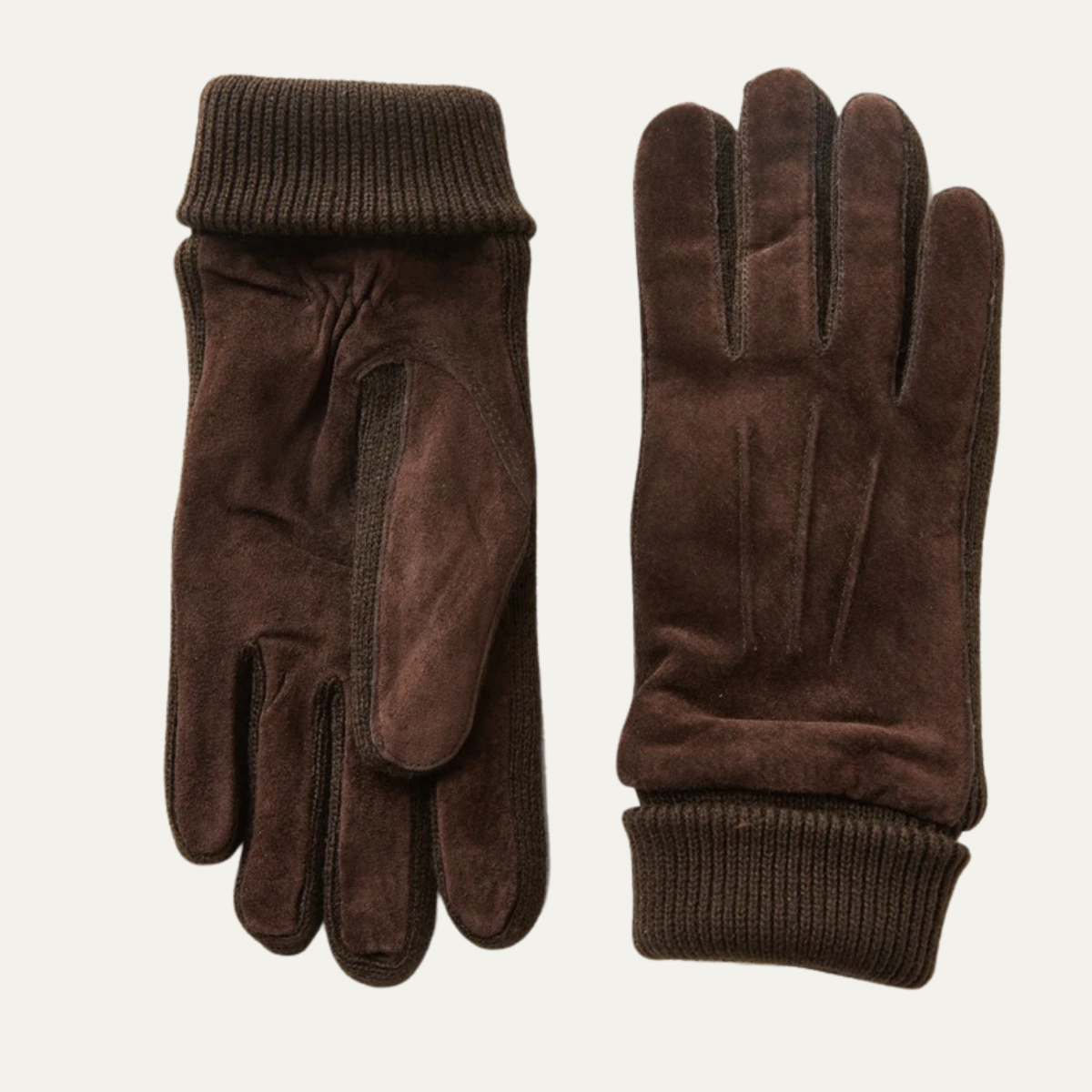 The Barolo Men’s Winter Fleece Lined Suede Gloves with Knit Cuffs 9