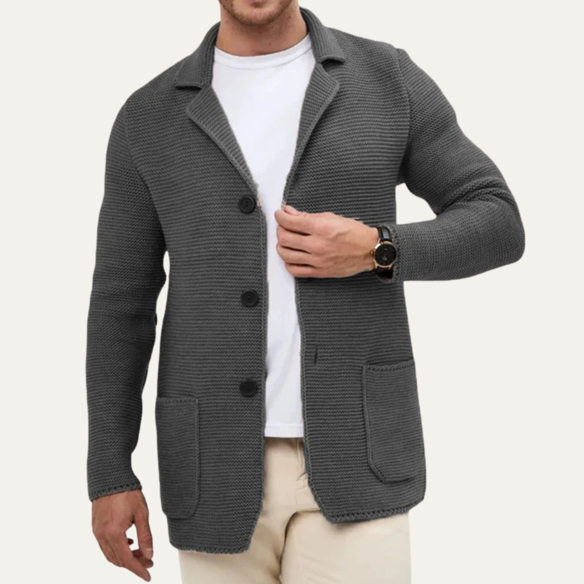 The Burano Men’s Knitted Button Down Blazer Cardigan 3