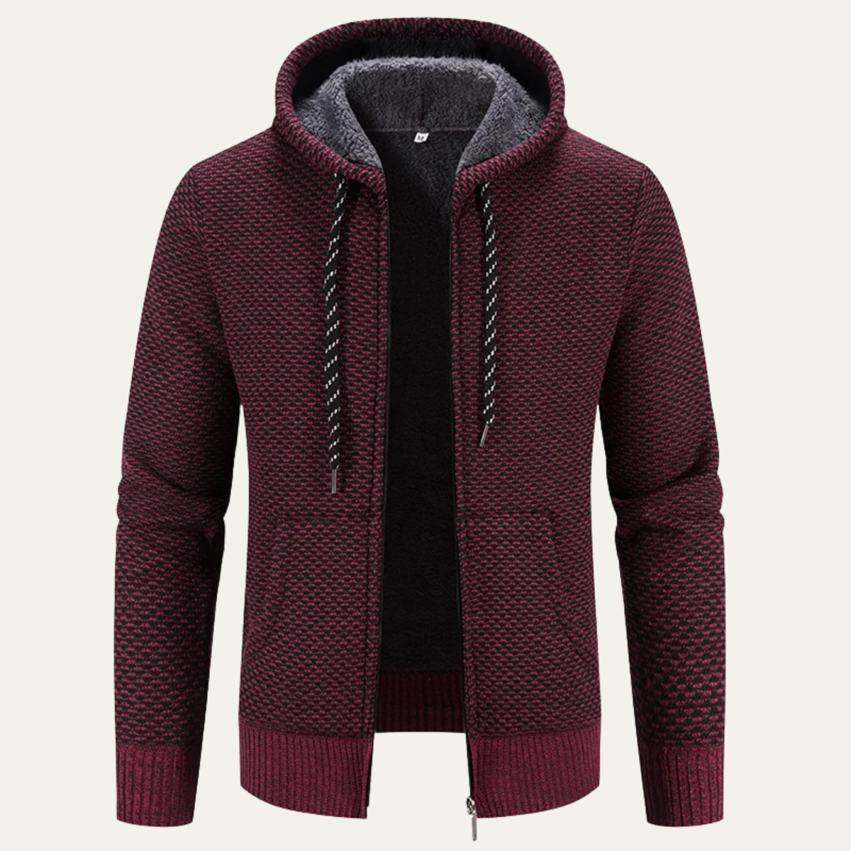 The Cannigione Men’s Casual Zip Up Knitted Winter Jacket with Hood 4