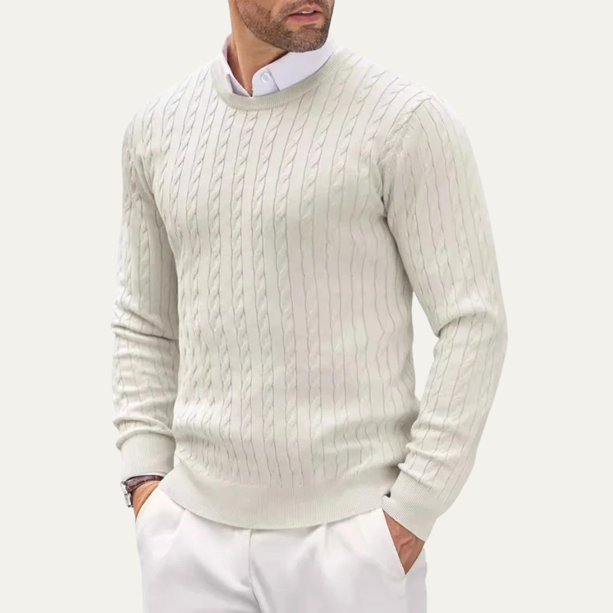 The Carcassonne Men’s Cable Knit Crew Neck Cotton Jumper 9
