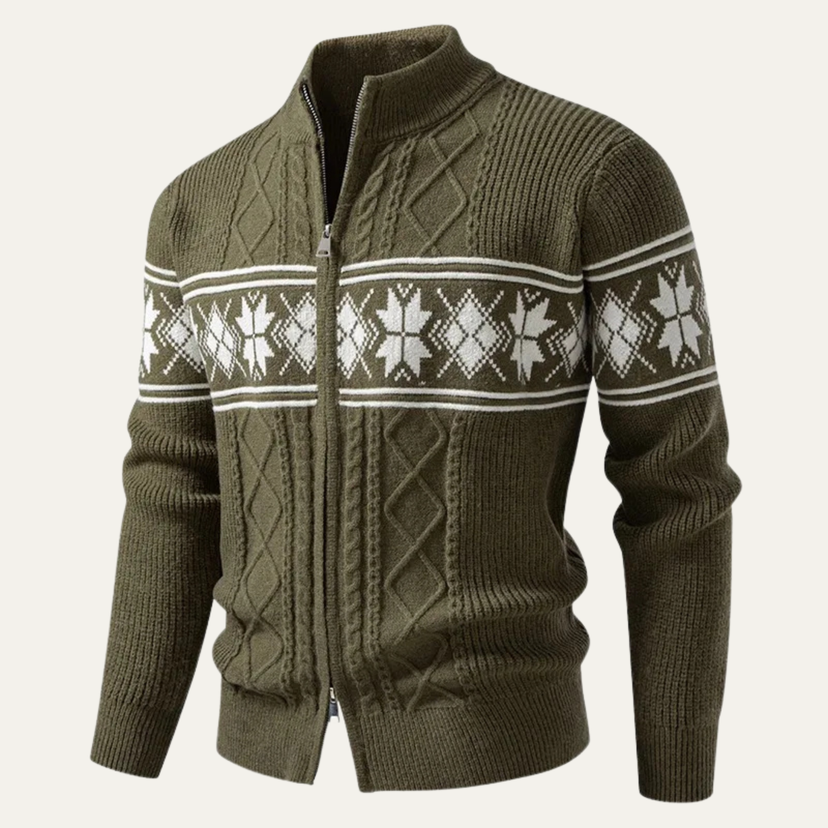 The Cisternino Men’s Nordic Zip Winter Cardigan with Classic Pattern 5