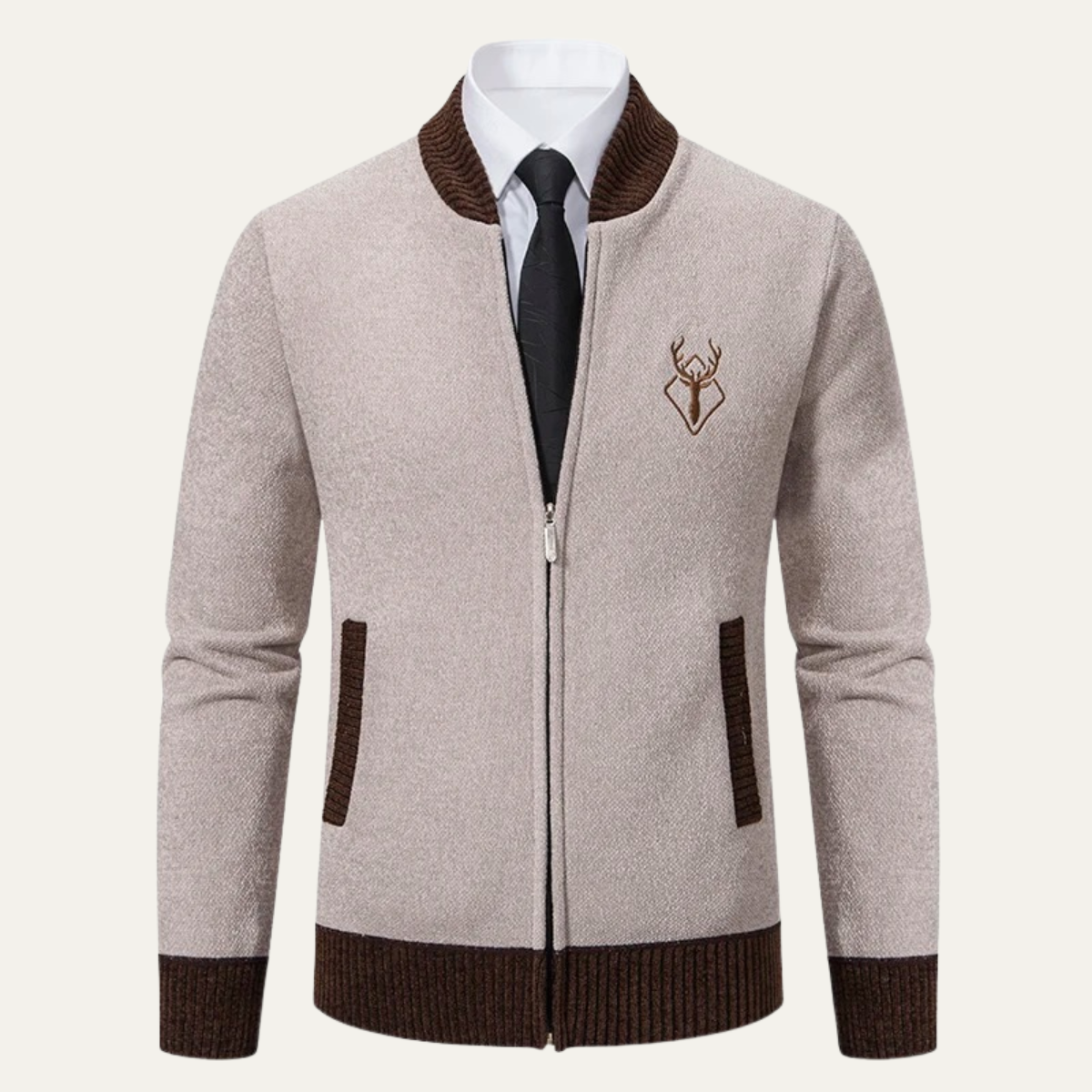 The Clapham Men's Embroidered Smart Knit Zip Cardigan 9