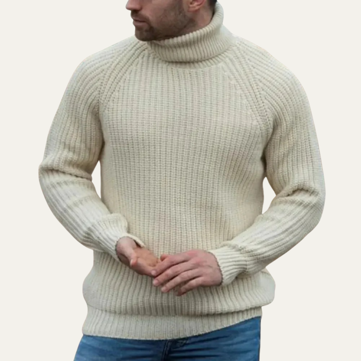 The Dundee Men's Chunky Wool Turtleneck Sweater - Warm Fisherman Knit Jumper 4
