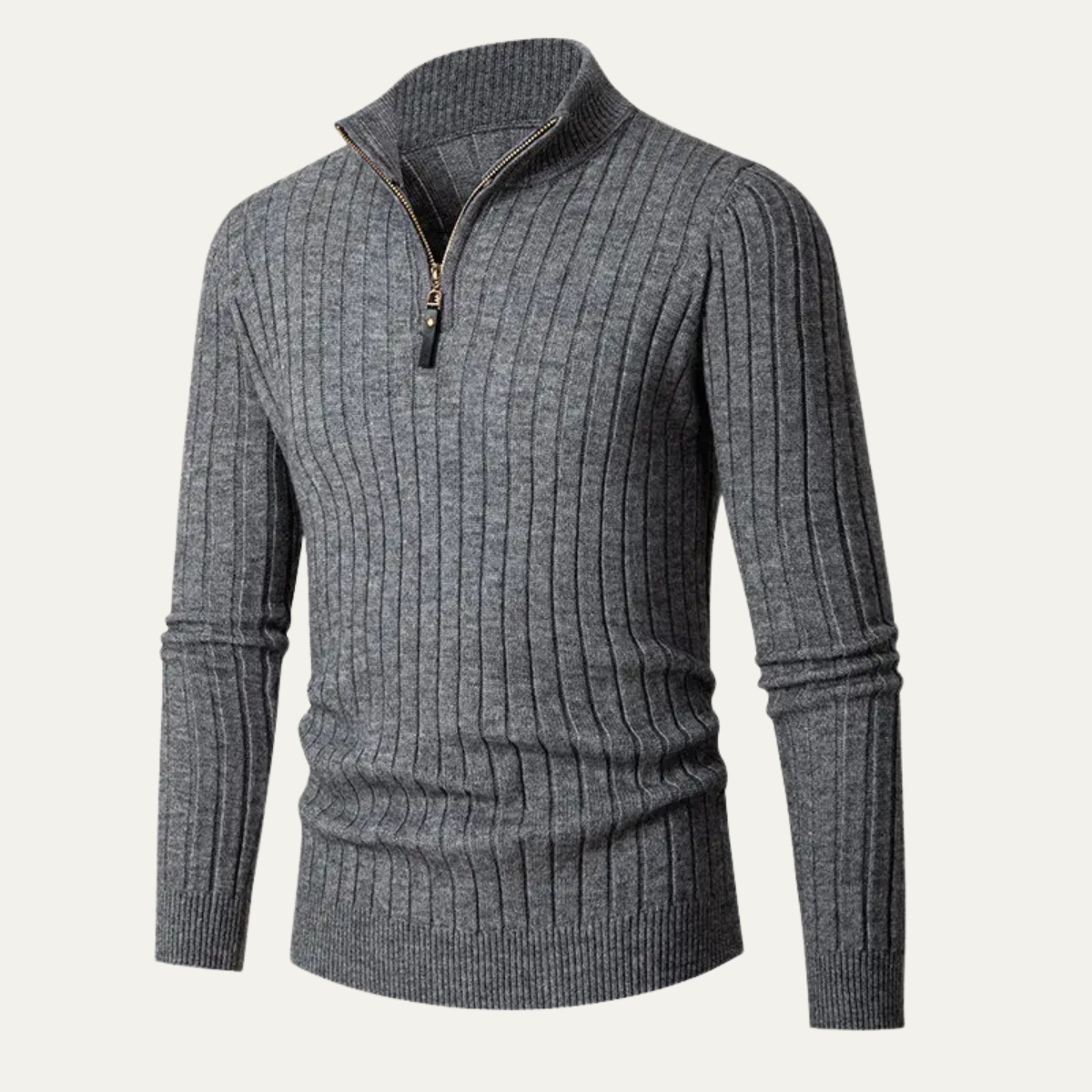 The Favignana Men's Knitted Stand Collar Ribbed Half Zip Jumper 12