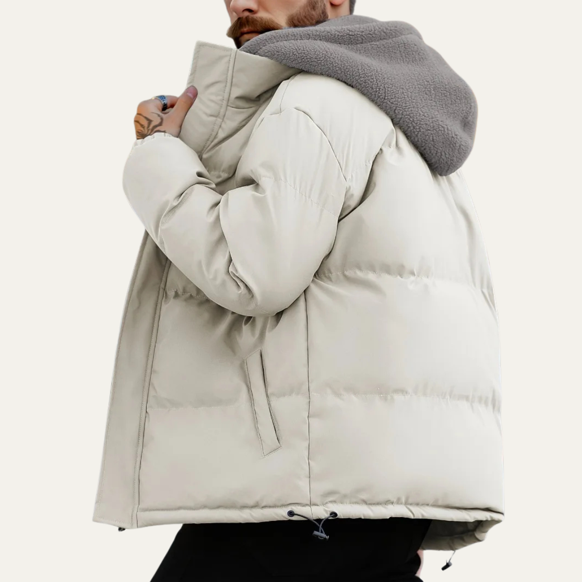 The Kirkwall Men's Hooded Zip Up Puffer Jacket with Fleece Lining – White 2