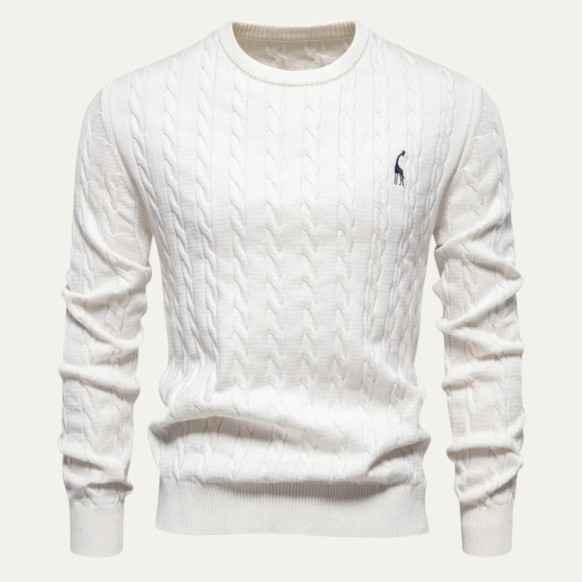 The Lincoln Men’s Trendy Embroidered Crew Neck Cable Knit Jumper 3