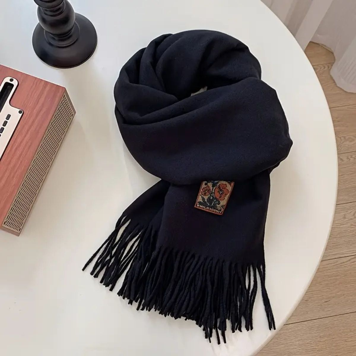 The Marais Cashmere Merino Scarf for Men - Black 1