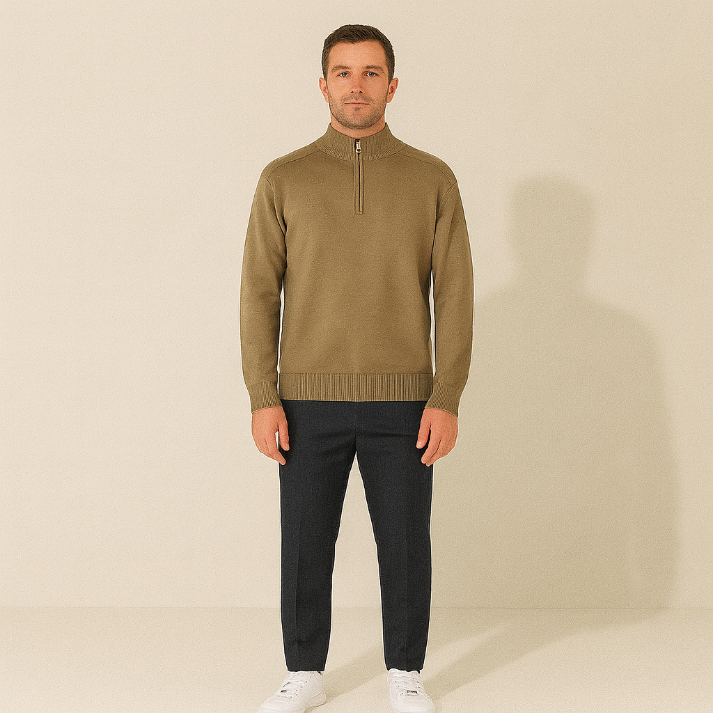 The Marriott Men’s Knitted Quarter Zip Merino Wool Jumper 4