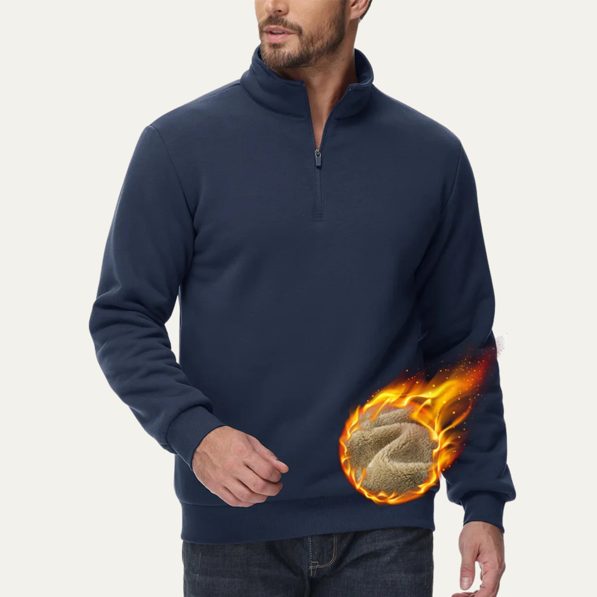 The Porta Romana Men’s Casual Thermal Warm Half Zip Turtleneck Jumper 5