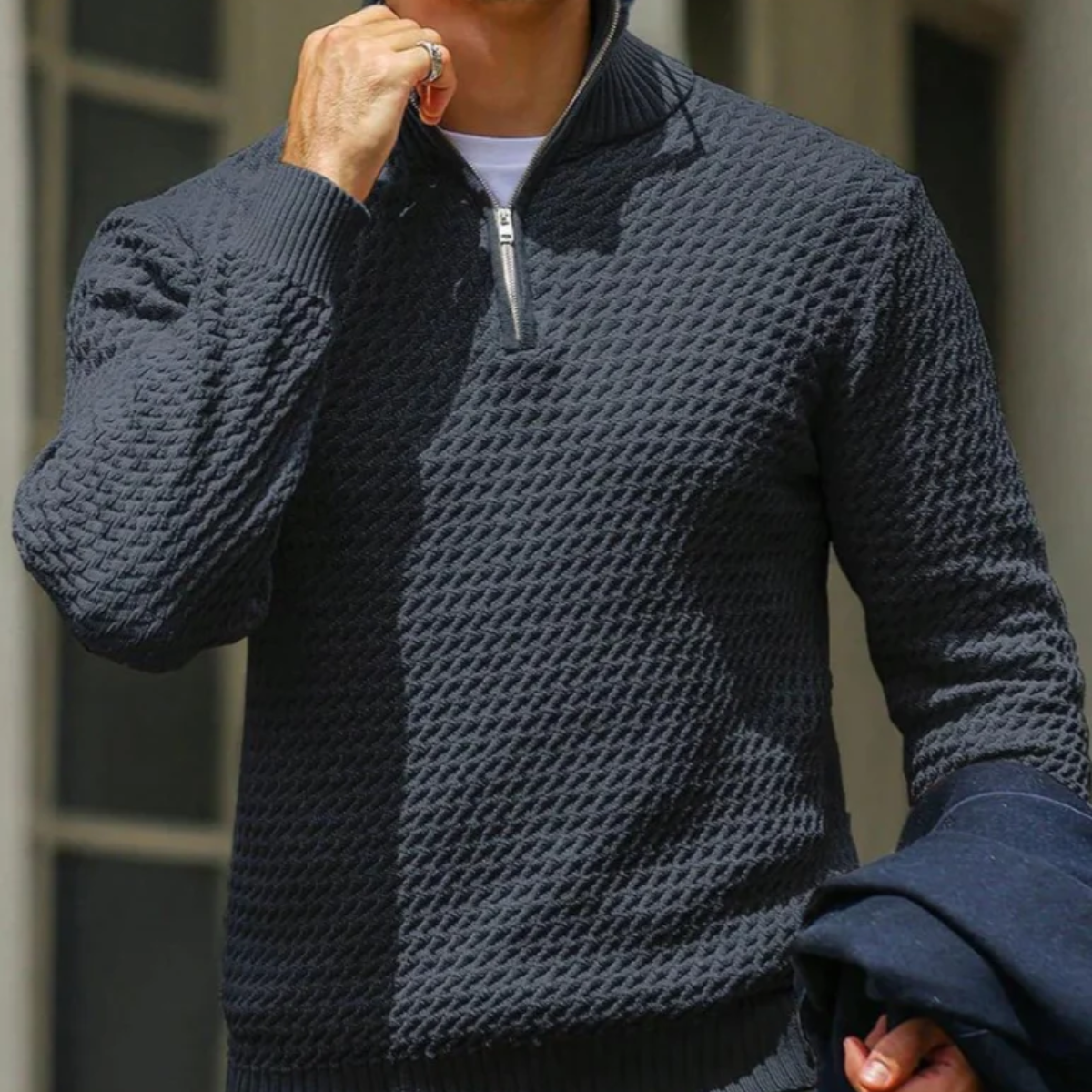 The Riviera Men’s Luxury Quarter Zip Knit Jumper 8