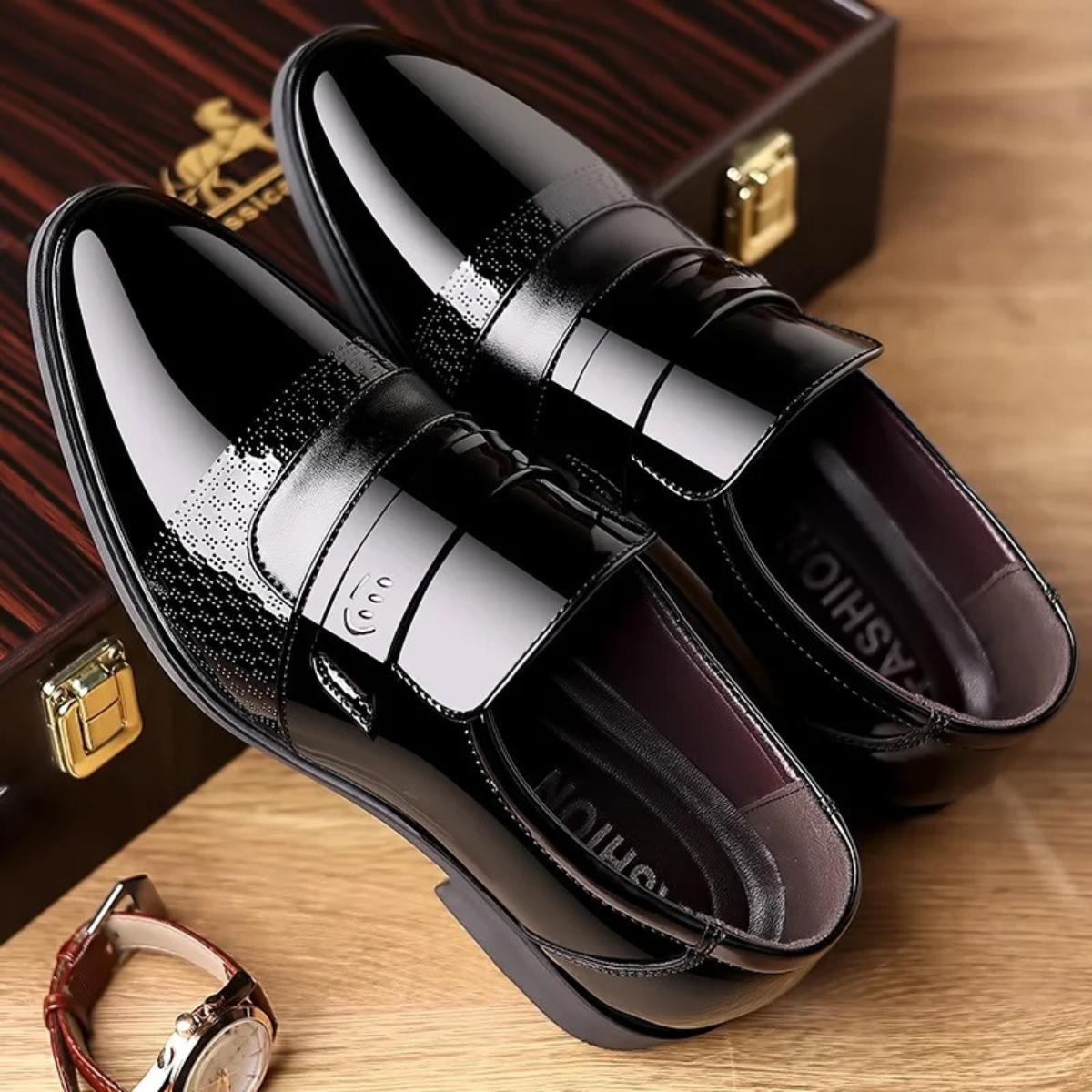 The Sirmione Men’s Patent Leather Loafers – Luxury Slip On Formal Dress Shoe 8