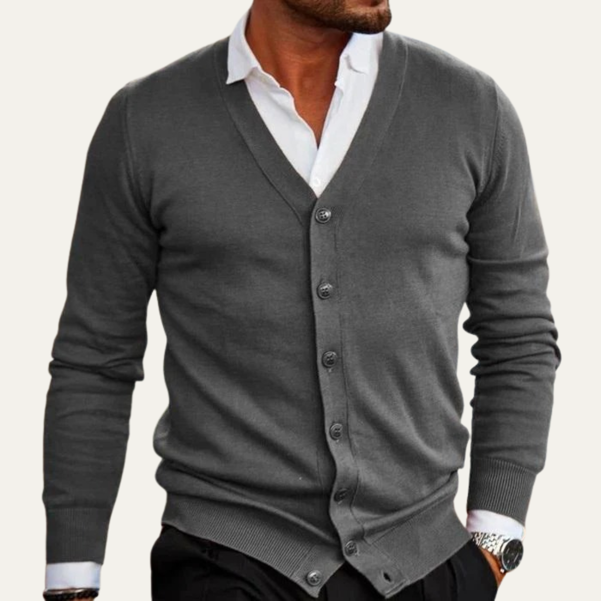 The York Men's Elegant Knit Cardigan with Buttons 3