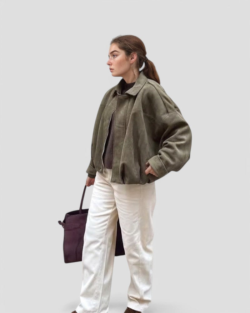 VogeLuxe | Women’s Faux Suede Collared Jacket