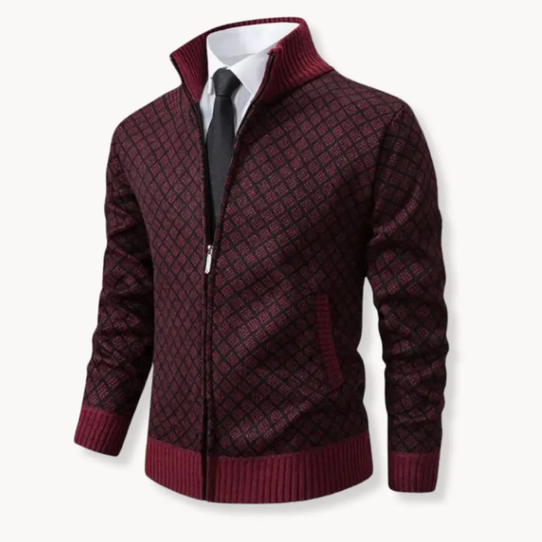 Stylish Men's Patterned Zip Up Sweater Jacket